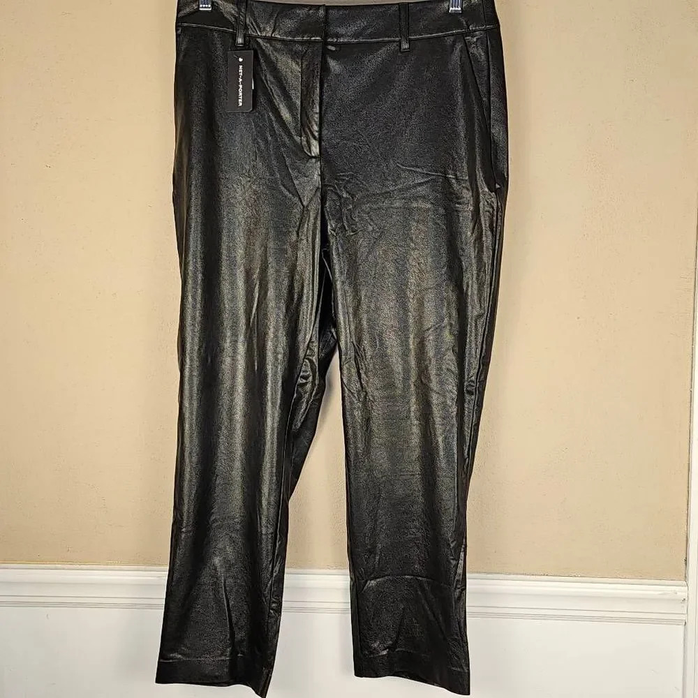 NWT Commando Womens Black Faux Leather 7/8 Trouser Pants Large